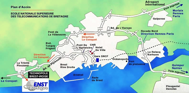 plan d'accs  l'ENST Bretagne